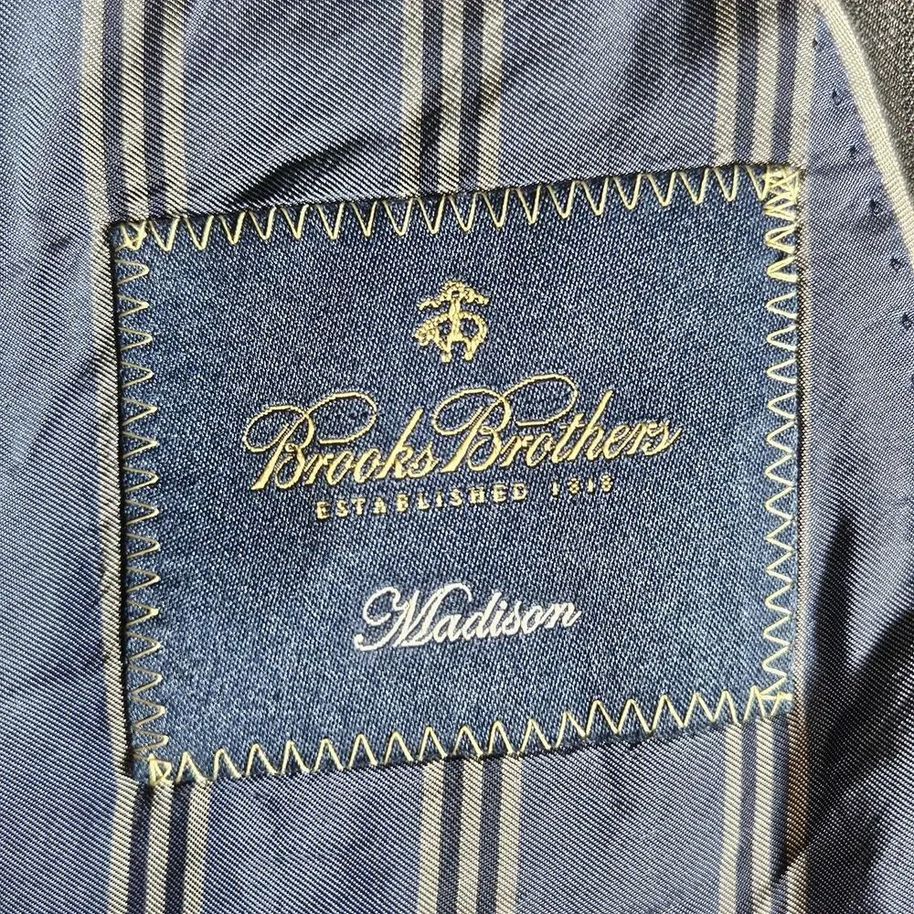 Brooks Brothers Madison Two Button Wool Blazer Jacket Grey Herringbone Mens 48R